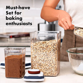 OXO Good Grips POP 4.4 qt container keeping flour and sugar fresh and accessible.