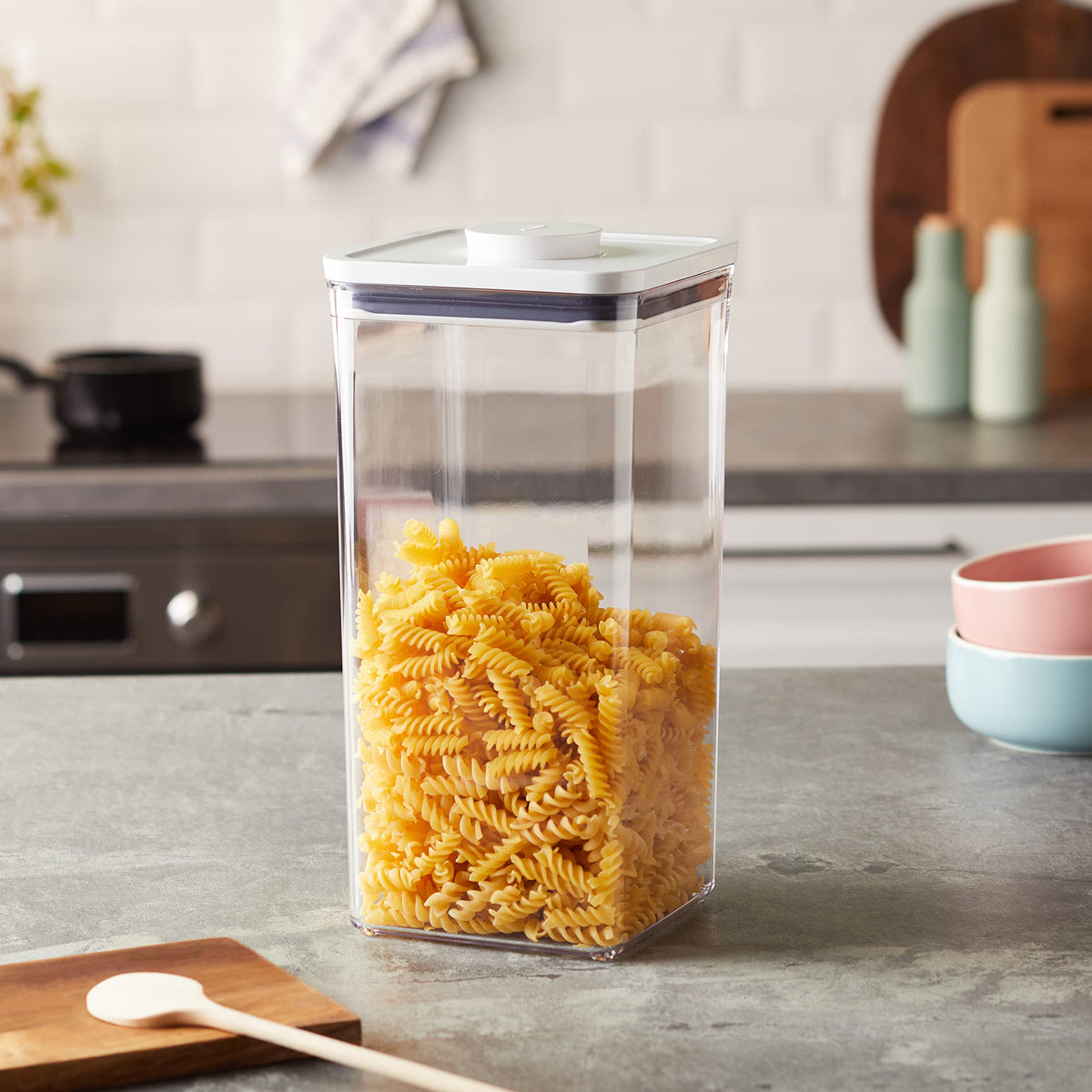 OXO Good Grips POP container with fill line for snacks and staples.