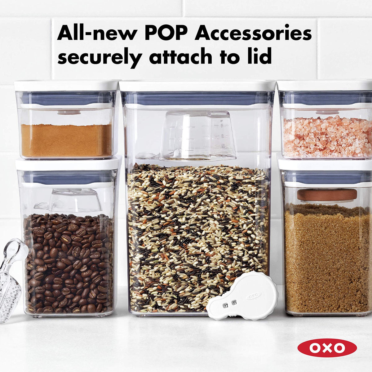 Home organization with OXO Good Grips POP Containers in pantry and shelves
