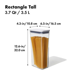 OXO Good Grips POP Container Rectangle Tall 3.7 Qt shows contents clearly while sealing.
