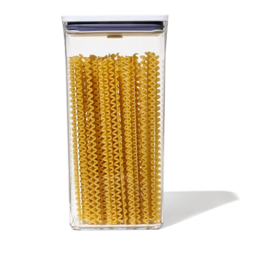 OXO Good Grips POP Container Rectangle Tall 3.7 Qt with airtight seal for freshness.
