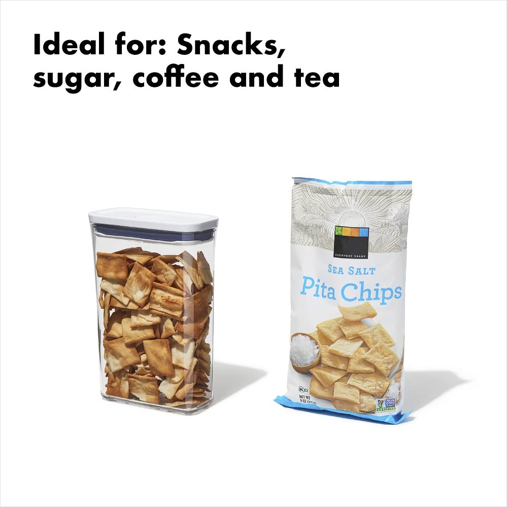 Stackable OXO POP Container demonstrating space saving design