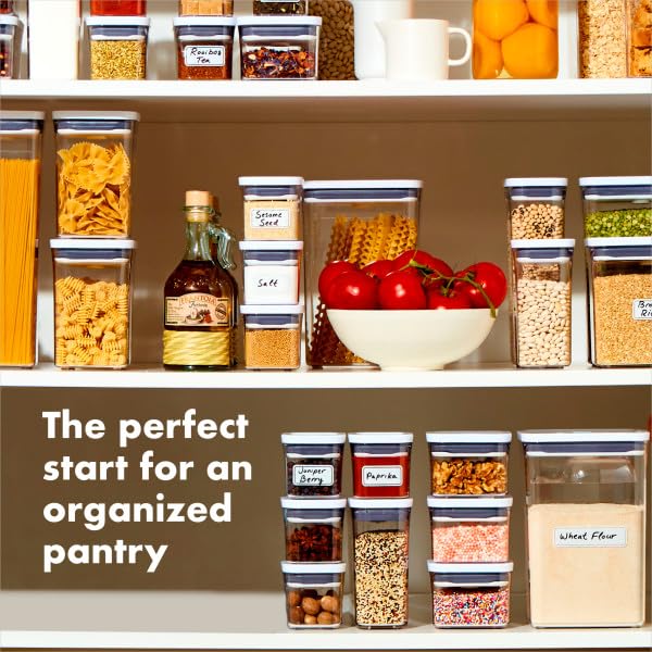 OXO Good Grips POP stackable-design container saves space in cabinets.