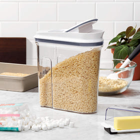 OXO Good Grips POP Large Cereal Dispenser on countertop with slim footprint