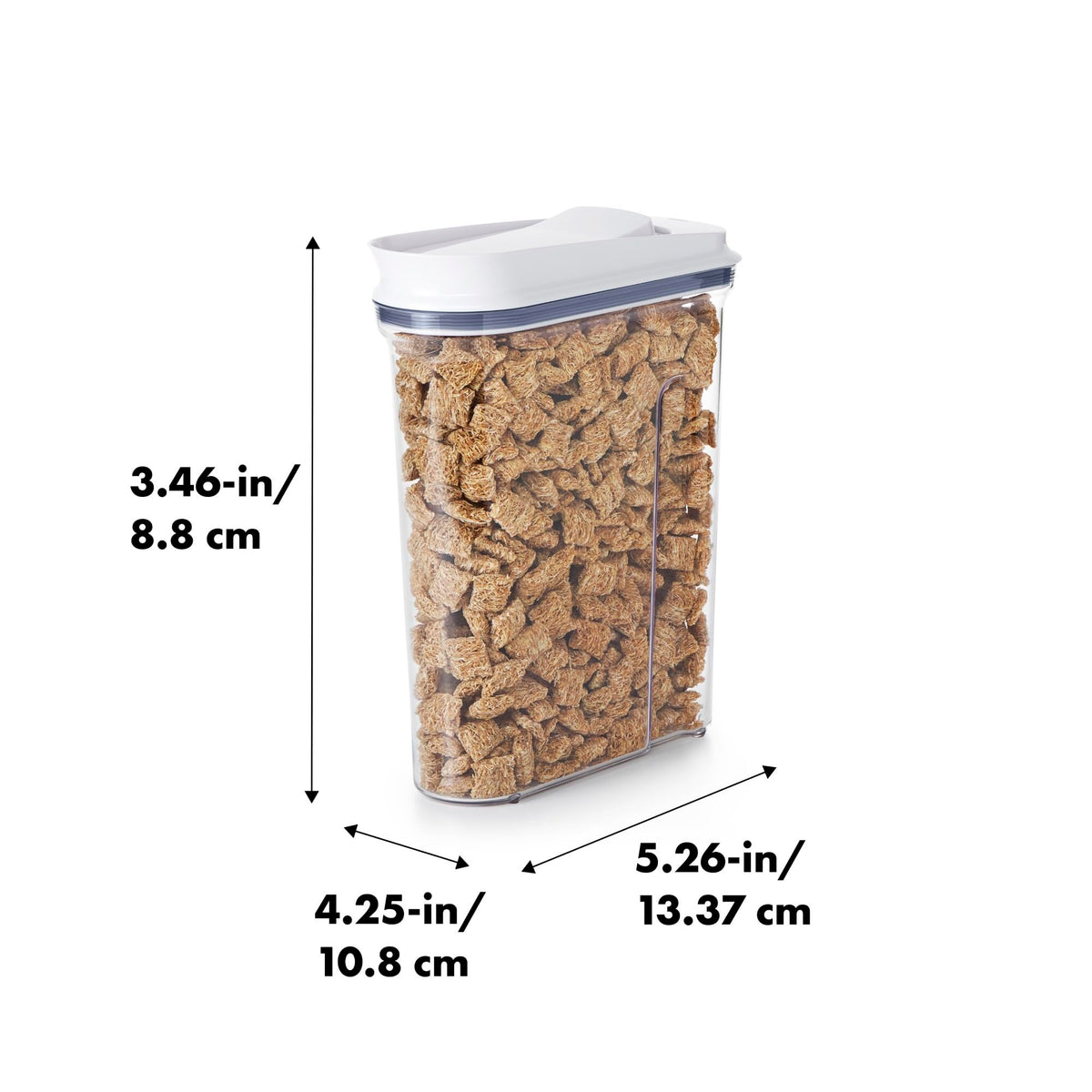 OXO Good Grips POP Large Cereal Dispenser lid close-up highlighting one-touch seal