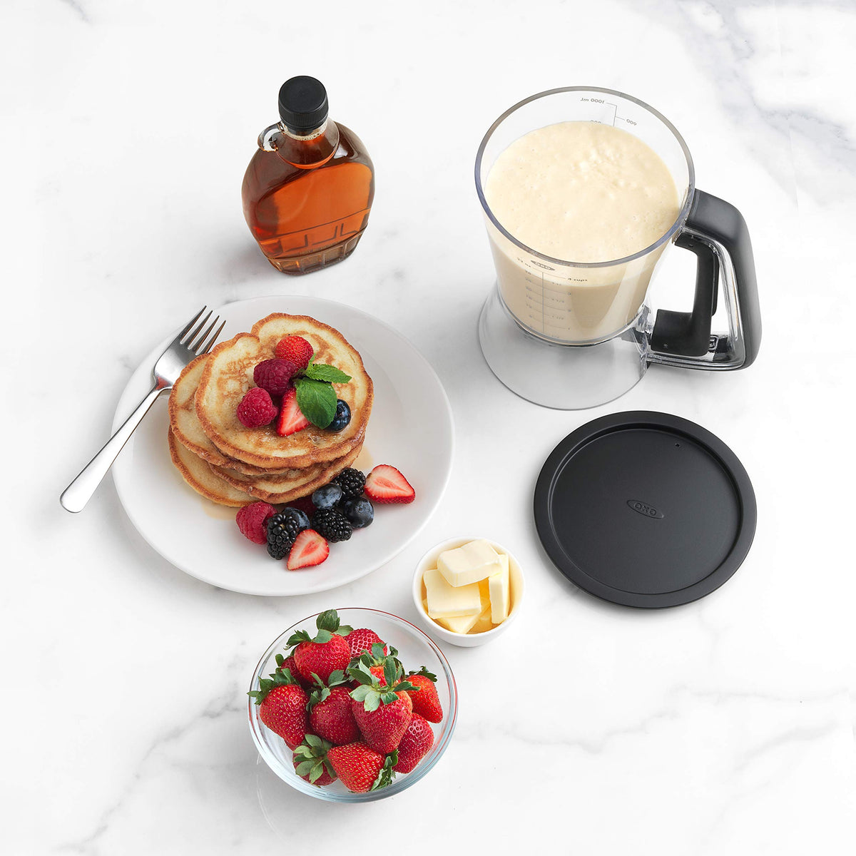 OXO Good Grips batter dispenser versatile for pancakes and cupcakes