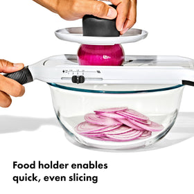 OXO Good Grips Precision Handheld Mandoline automatic food holder for safe, quick slicing