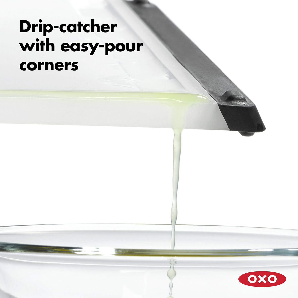 OXO Good Grips Prep Board integrated drip catcher reduces mess