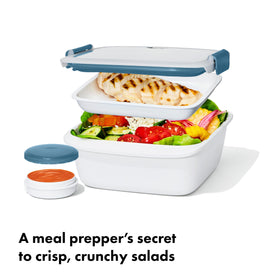 OXO Good Grips Prep & Go removable tray inside keeps ingredients separate until mixing.