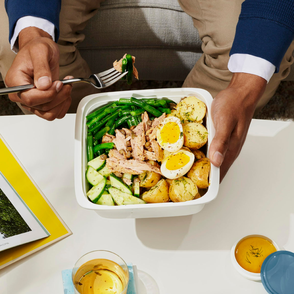 OXO Good Grips Prep & Go stackable design simplifies fridge storage.