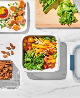 OXO Good Grips Prep & Go stay-cool handles for easy transfer from microwave to table.