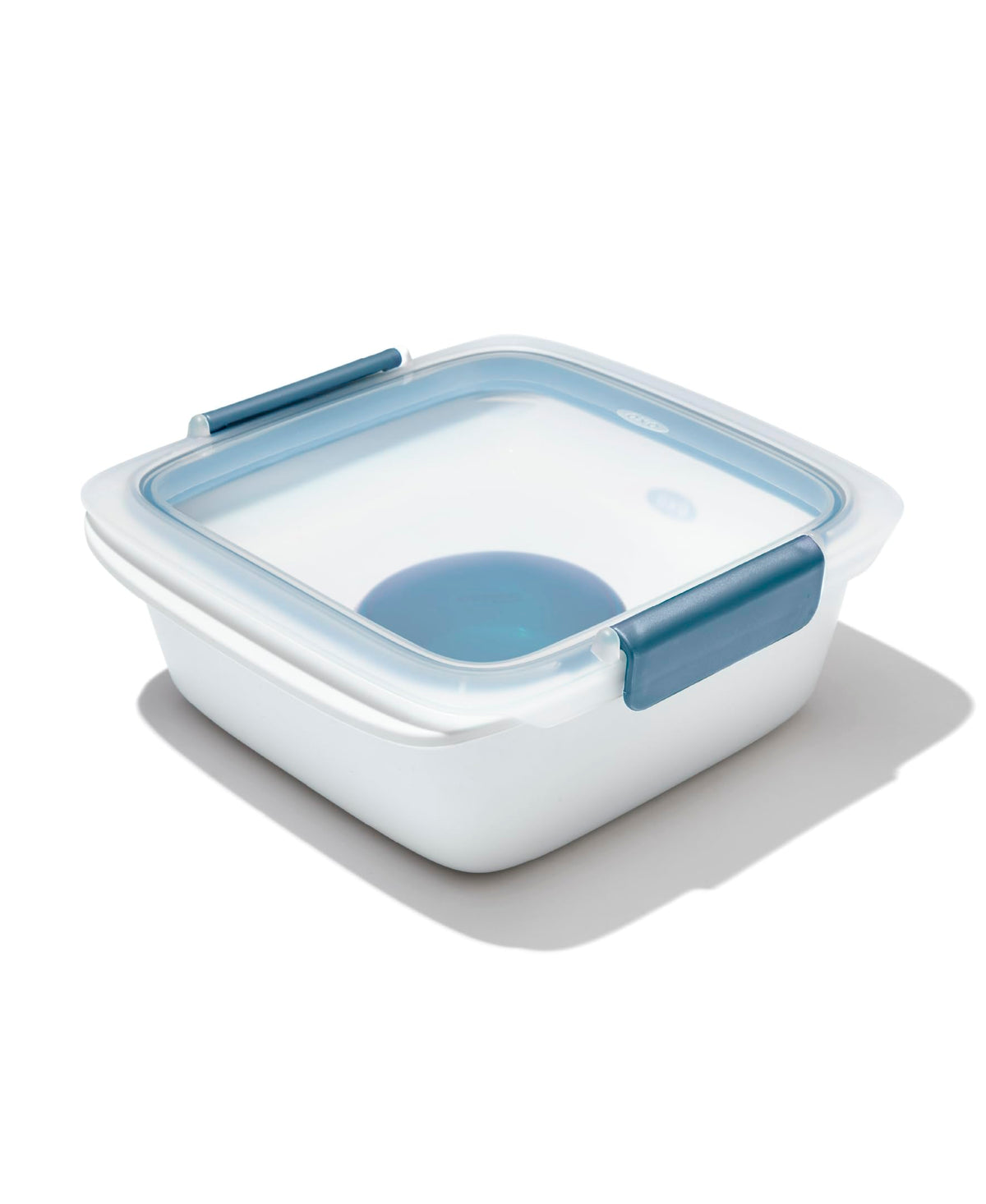 OXO Good Grips Prep & Go salad container, top view, keeps ingredients separate for crisper meals.