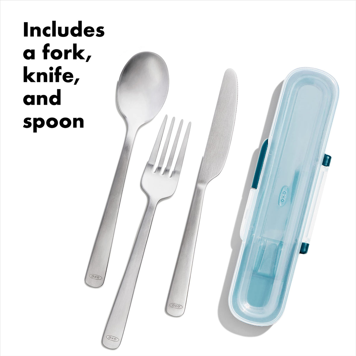 OXO Good Grips Prep & Go utensils nest in case, space-saving for bags.