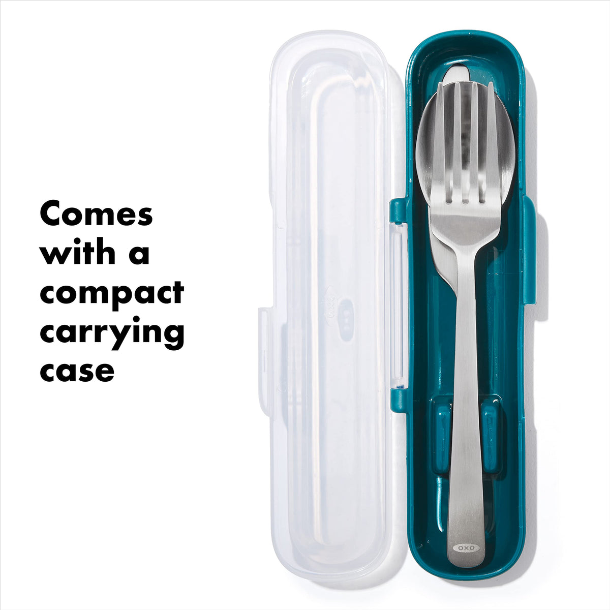 OXO Good Grips Prep & Go stainless steel close-up, sleek and easy to clean.