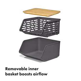 OXO produce bin holds up to 5 pounds of root vegetables