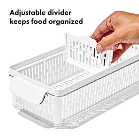 OXO Good Grips Produce Saver inner basket elevates produce for airflow.