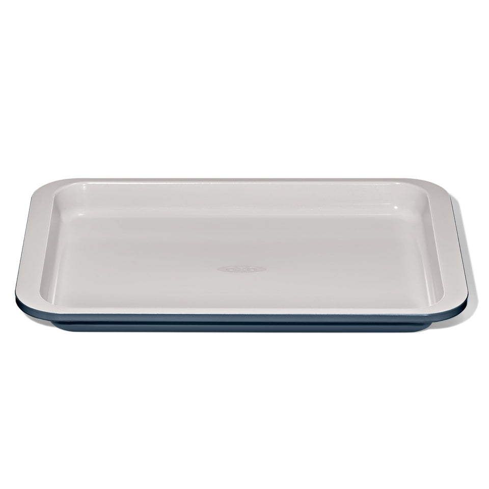 OXO Good Grips quarter sheet pan storm blue top view for even browning and easy release