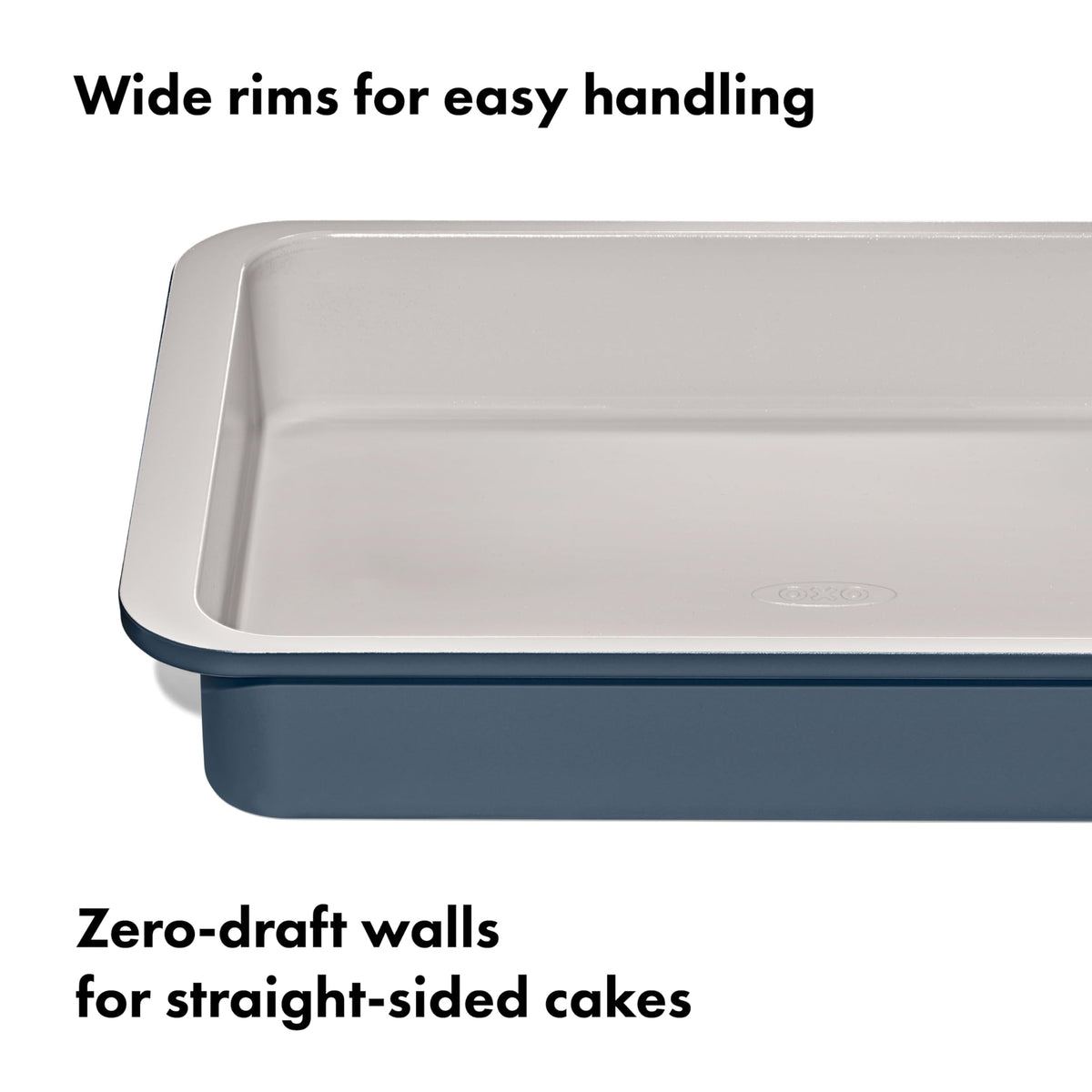 OXO Good Grips rounded interior corners ease cleaning and batter release