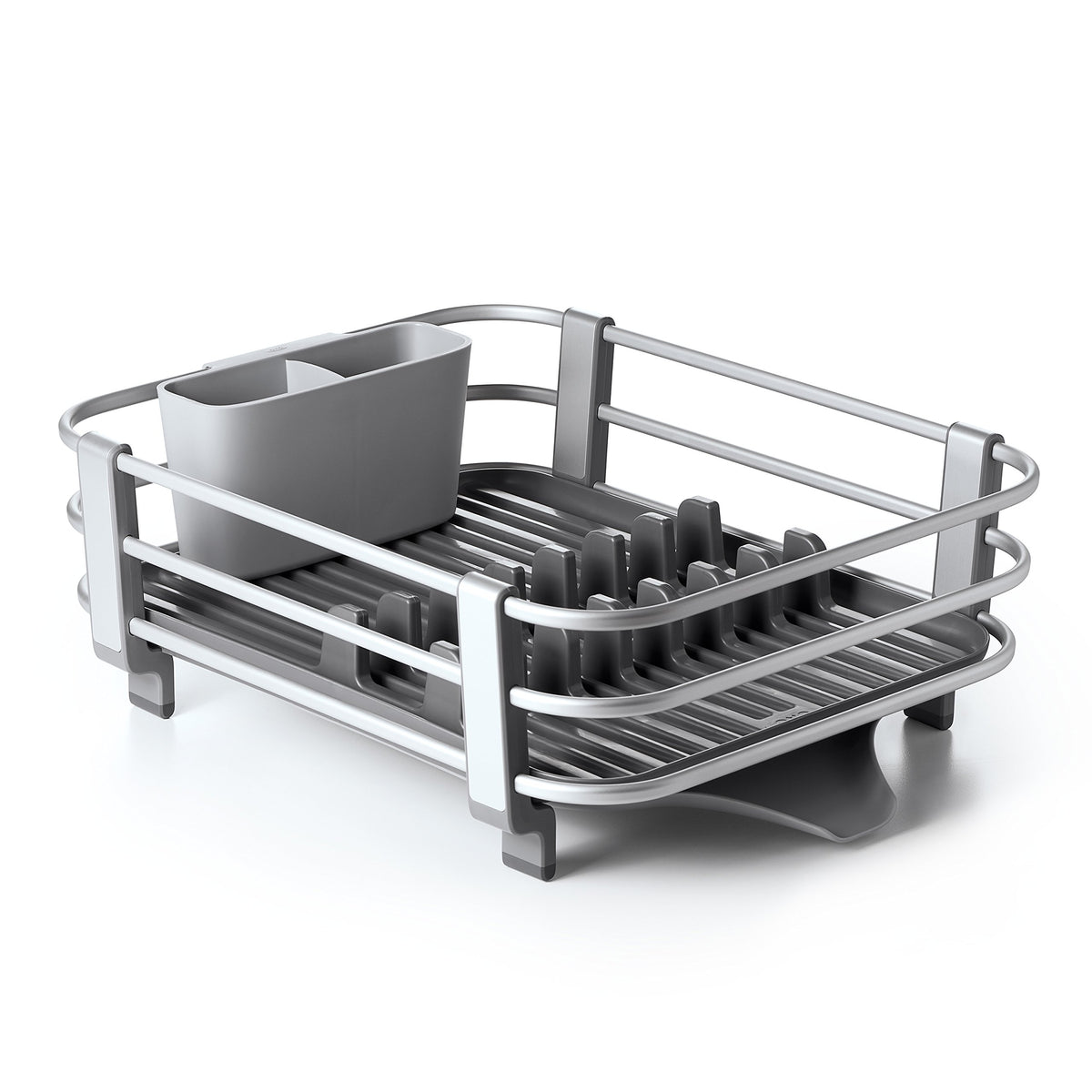 OXO Good Grips rustproof aluminum dish rack front view for sturdy, space-saving drying