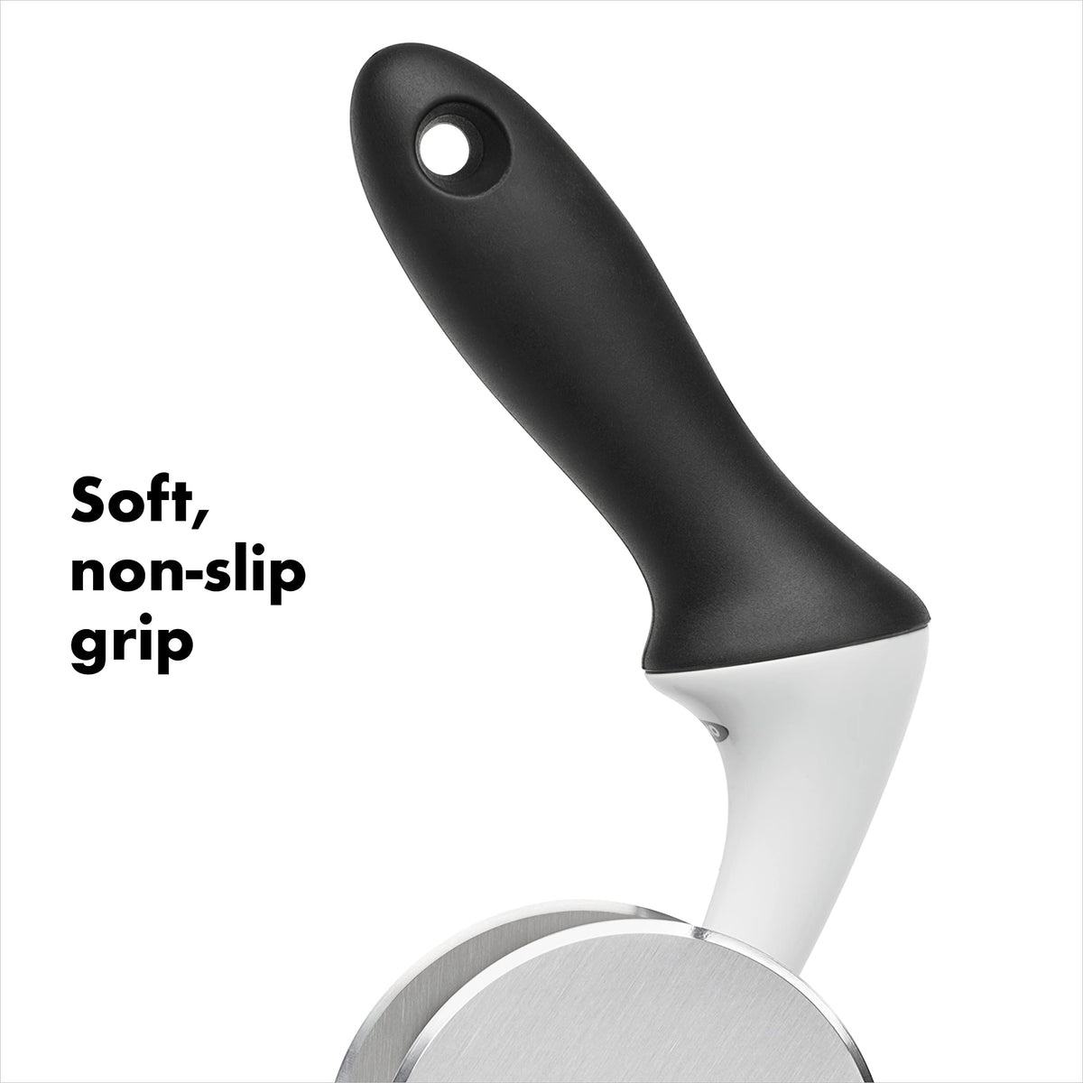 OXO Good Grips Salad Chopper demonstrates bowl rim grip for rotating chopping motion.