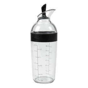 OXO Good Grips Salad Dressing Shaker front view with clear measurement marks for easy mixing.