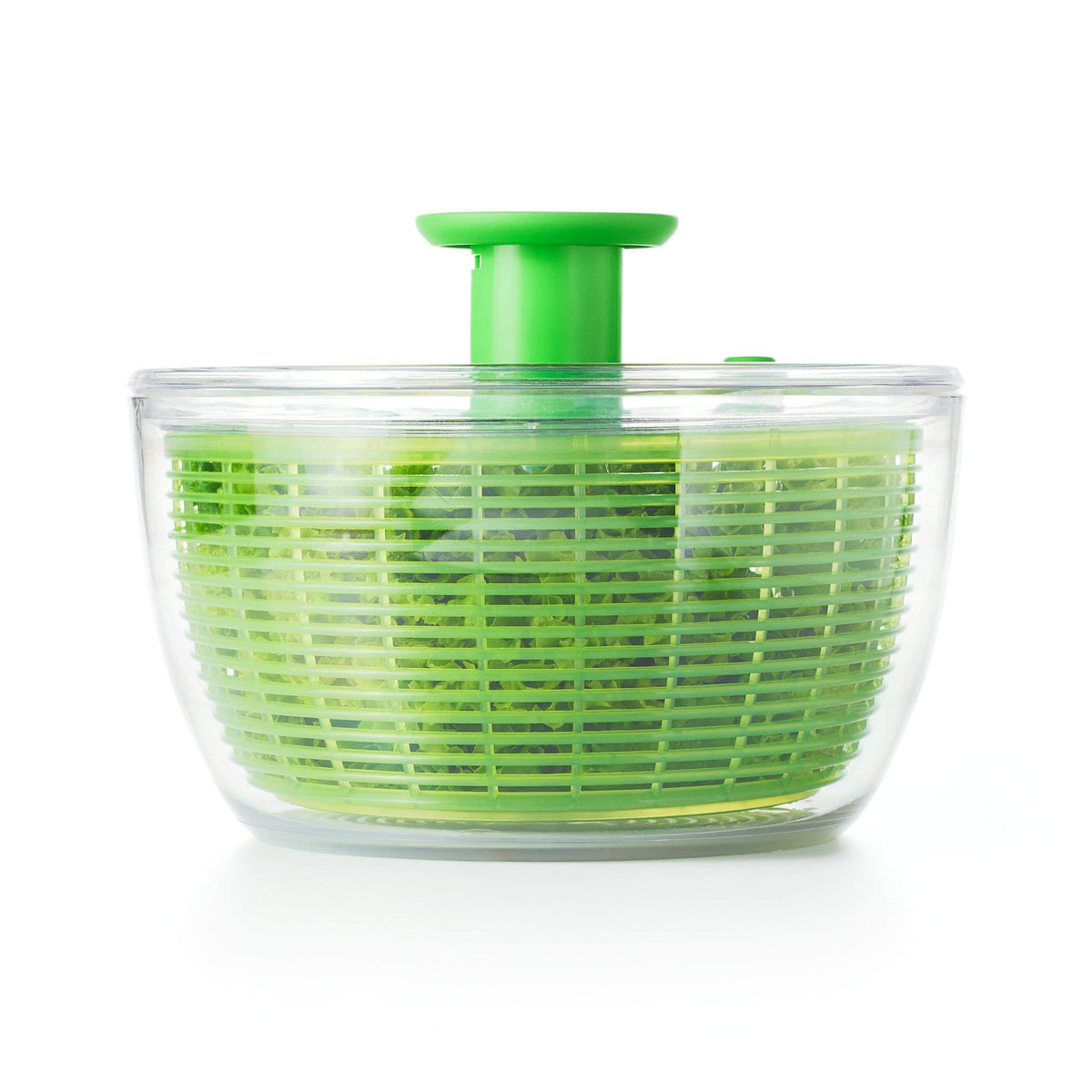 OXO Good Grips Salad Spinner large green basket doubles as a ready-to-use colander.