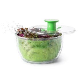 OXO Good Grips Salad Spinner large green pump enables easy one-handed operation.