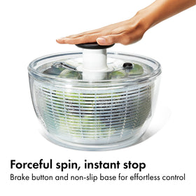 OXO Good Grips Salad Spinner lid disassembles for easy cleaning