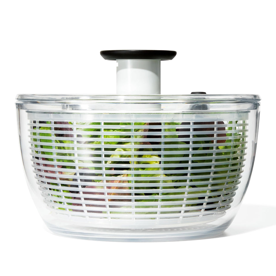 OXO Good Grips Salad Spinner with one-handed pump for quick greens drying
