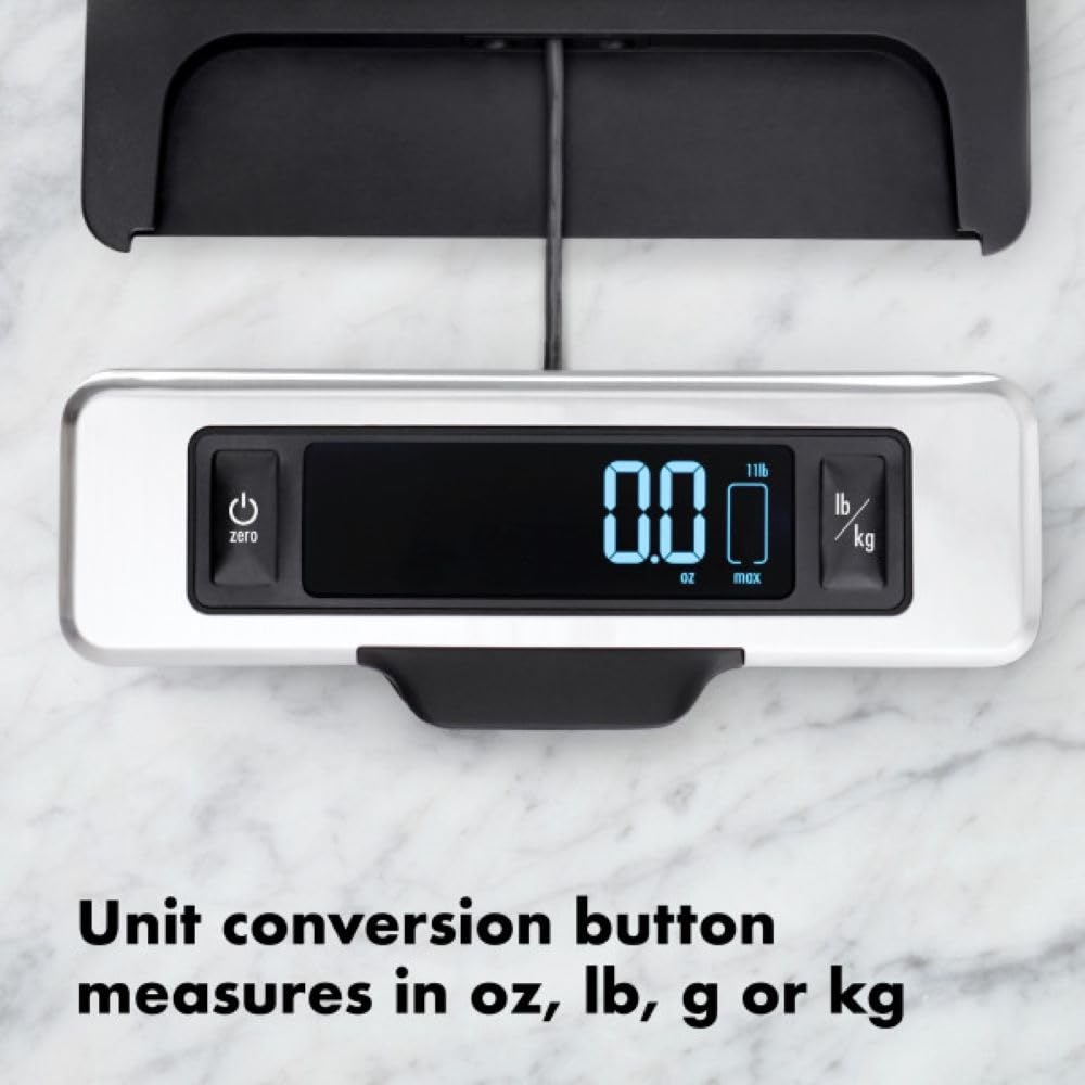 OXO Good Grips scale features a fingerprint-resistant finish for quick wipe-downs