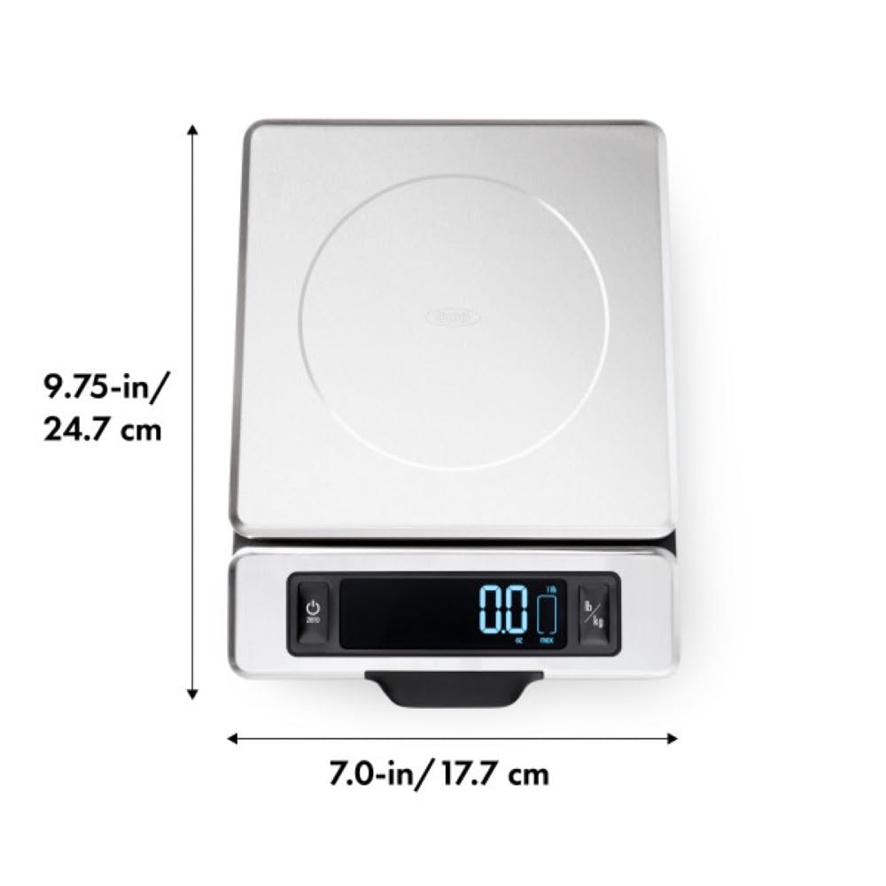 OXO Good Grips unit conversion lets you switch between oz, lb, g, and kg