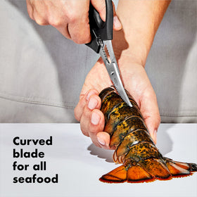 OXO Good Grips Seafood Scissors built-in cracker in handles for all-in-one cracking.
