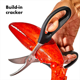 OXO Good Grips Seafood Scissors dishwasher safe for easy cleanup.