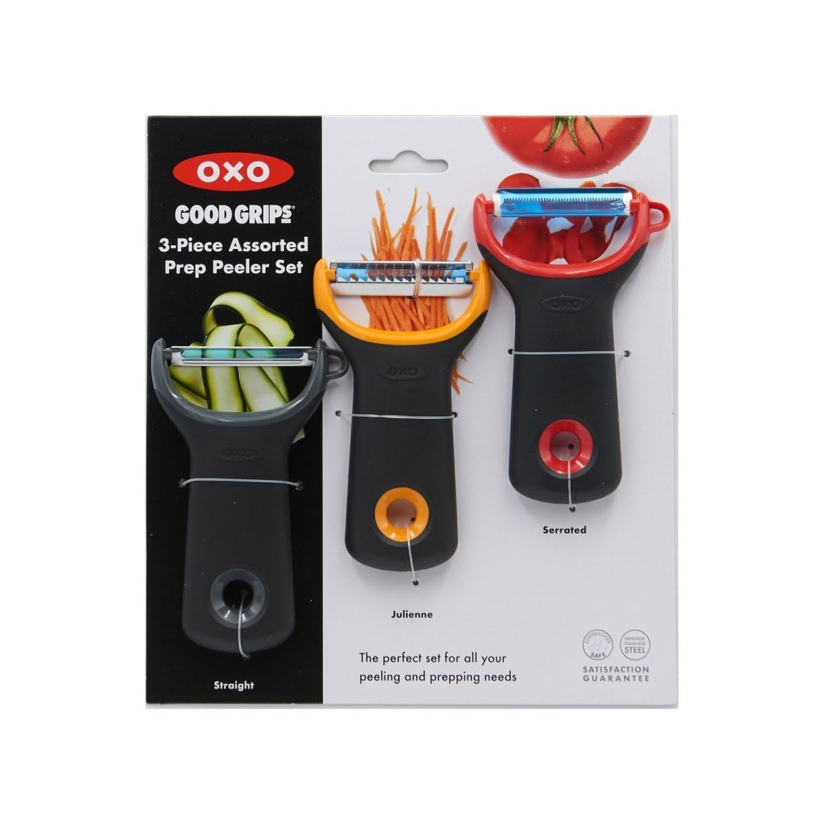 OXO Good Grips serrated peeler handles soft fruits and vegetables with controlled bite.