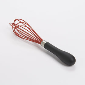 OXO Good Grips silicone balloon whisk handle in red, comfortable non-slip grip during mixing