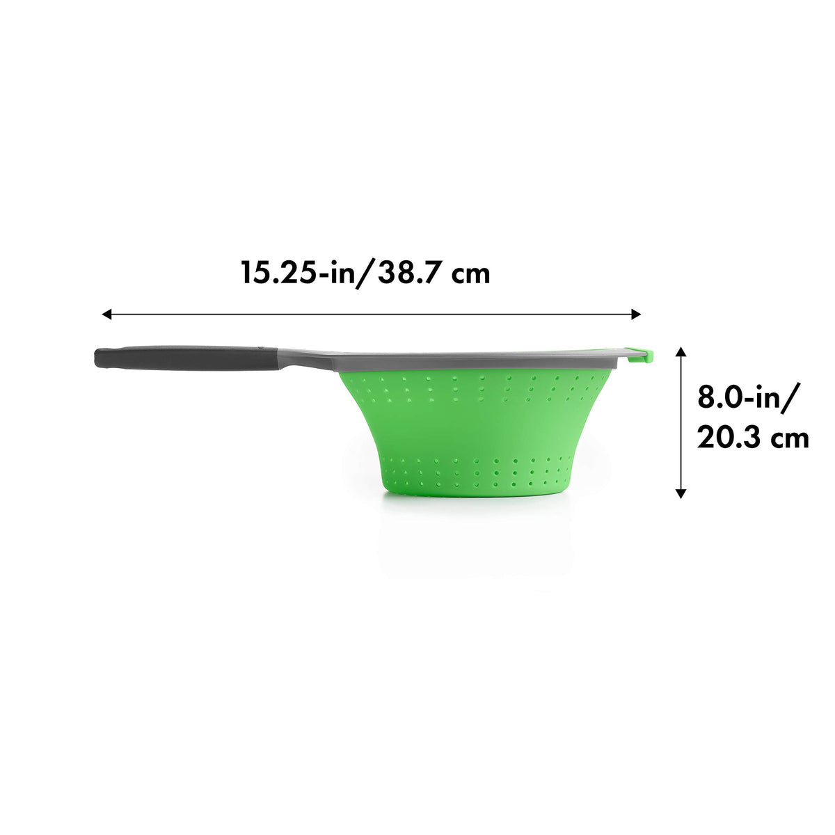 OXO Good Grips strainer opened for easy use and compact storage