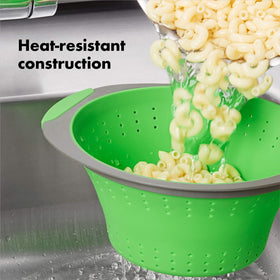OXO Good Grips in-use view with pasta and quick draining