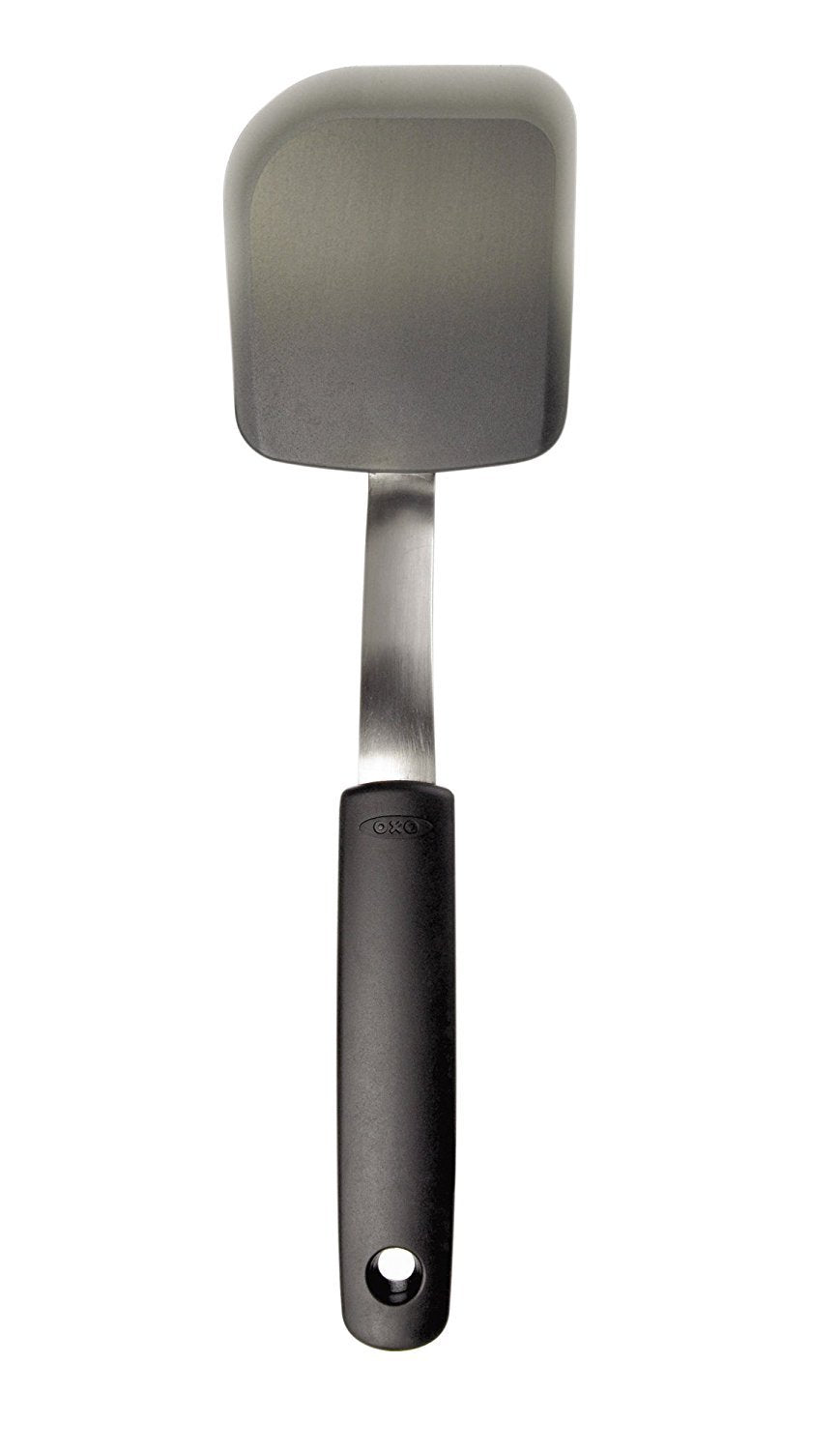 OXO Good Grips silicone cookie spatula dishwasher-safe for easy cleanup.