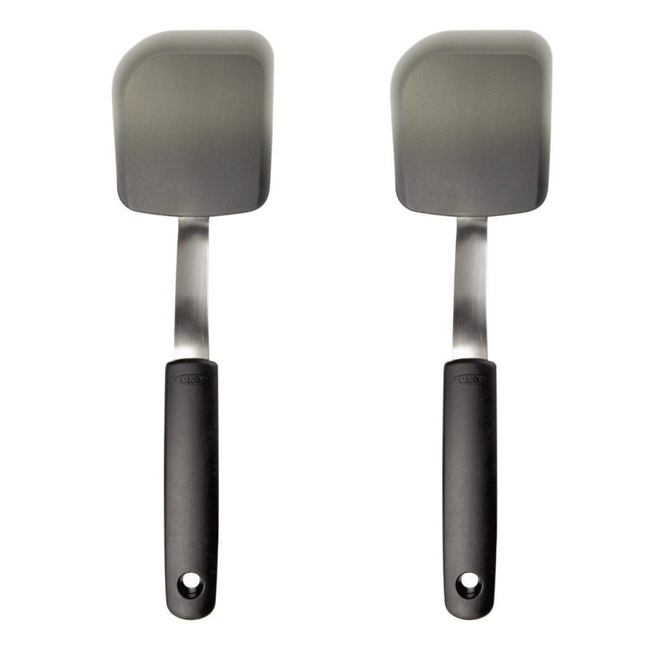 OXO Good Grips silicone cookie spatula front view for easy cookie lifting from trays.