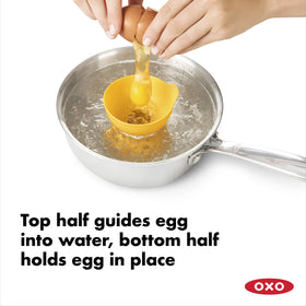 OXO silicone poacher collapsed for compact storage after use