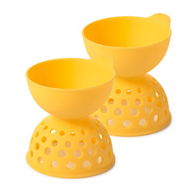 OXO Good Grips silicone egg poacher with egg inside for easy poaching