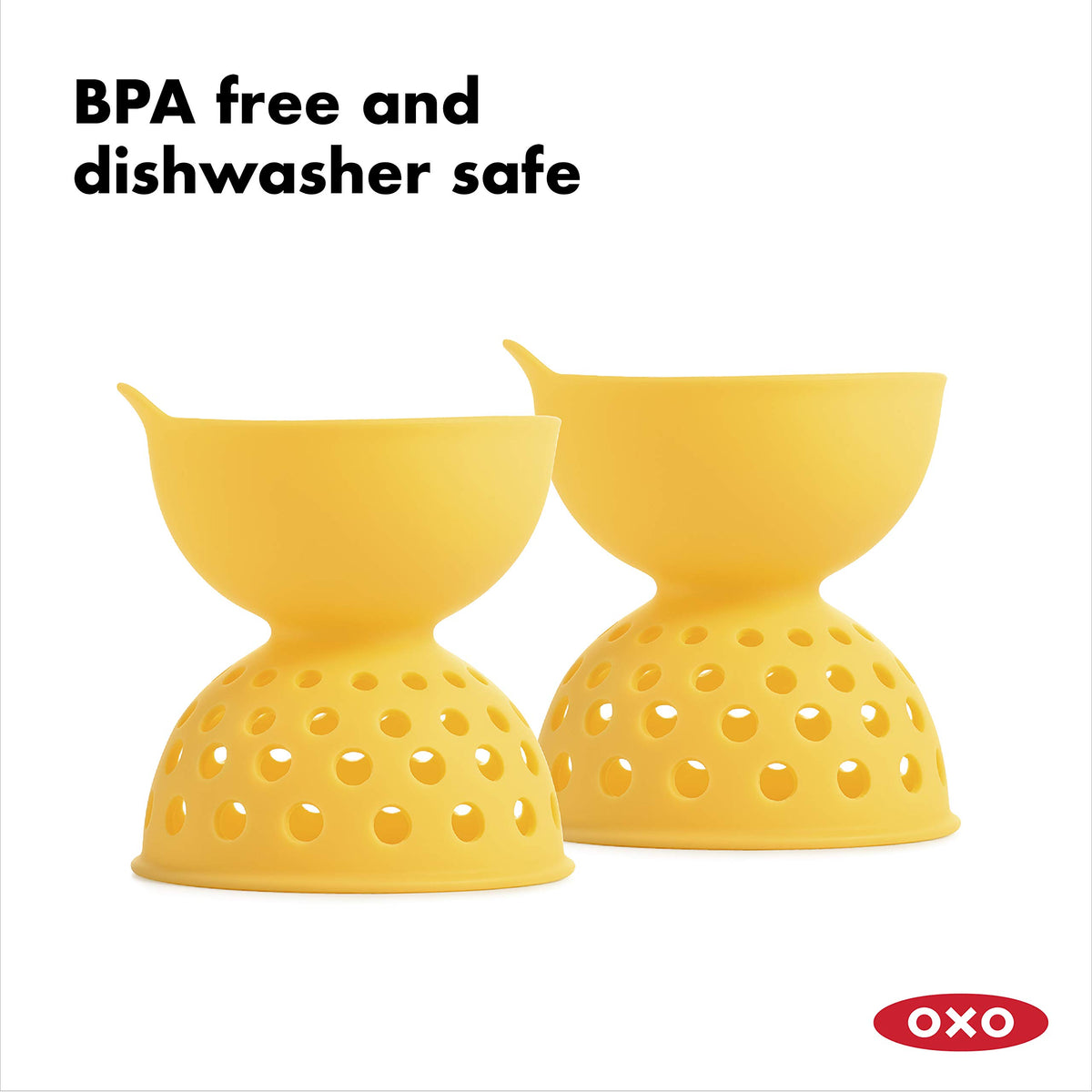 OXO Good Grips silicone egg poacher held over pot of simmering water
