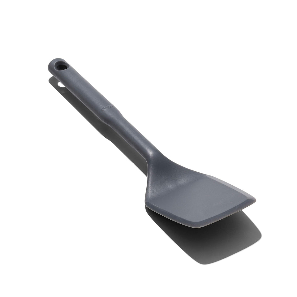 OXO Good Grips silicone flexible turner, peppercorn color, enables gentle flipping and non-stick pan use