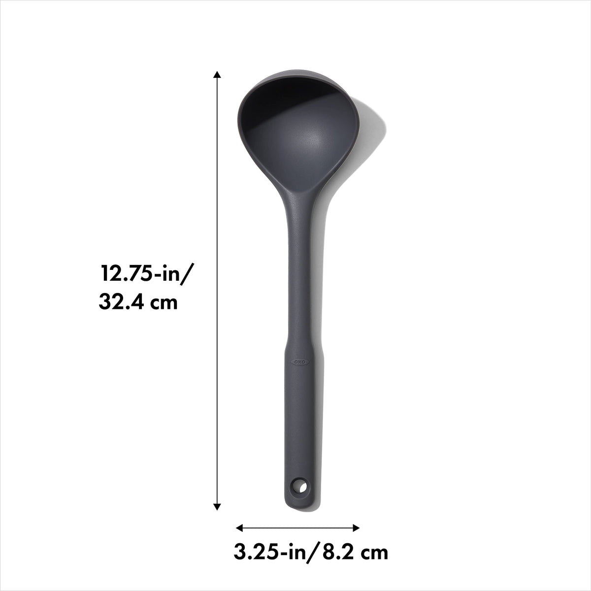 OXO Good Grips silicone ladle heat resistant and dishwasher safe for easy cleanup