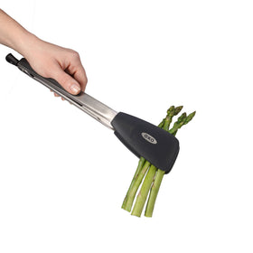 OXO Good Grips silicone flexible tongs flat head for delicate lifting under foods
