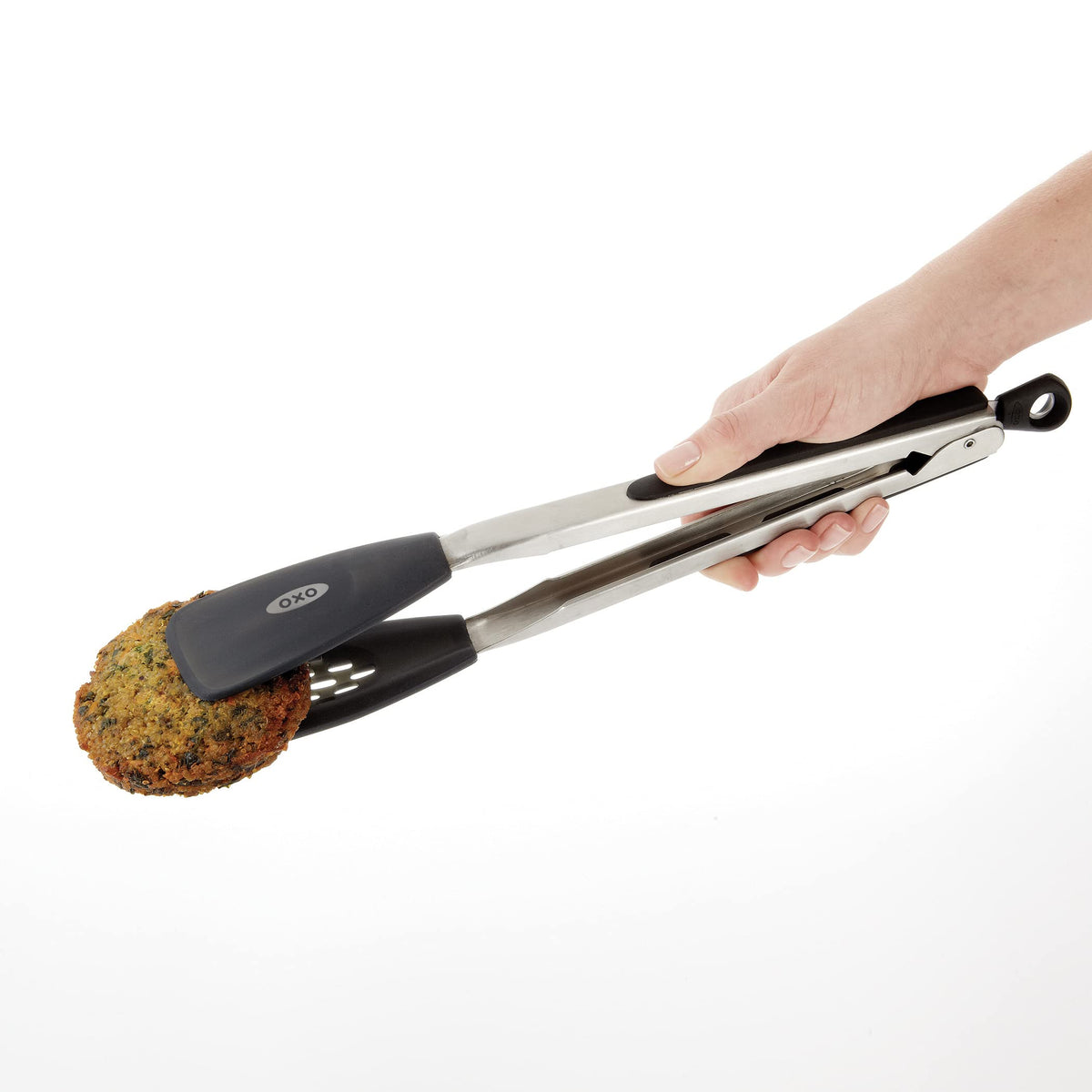 OXO Good Grips silicone flexible tongs rounded head for scooping and turning