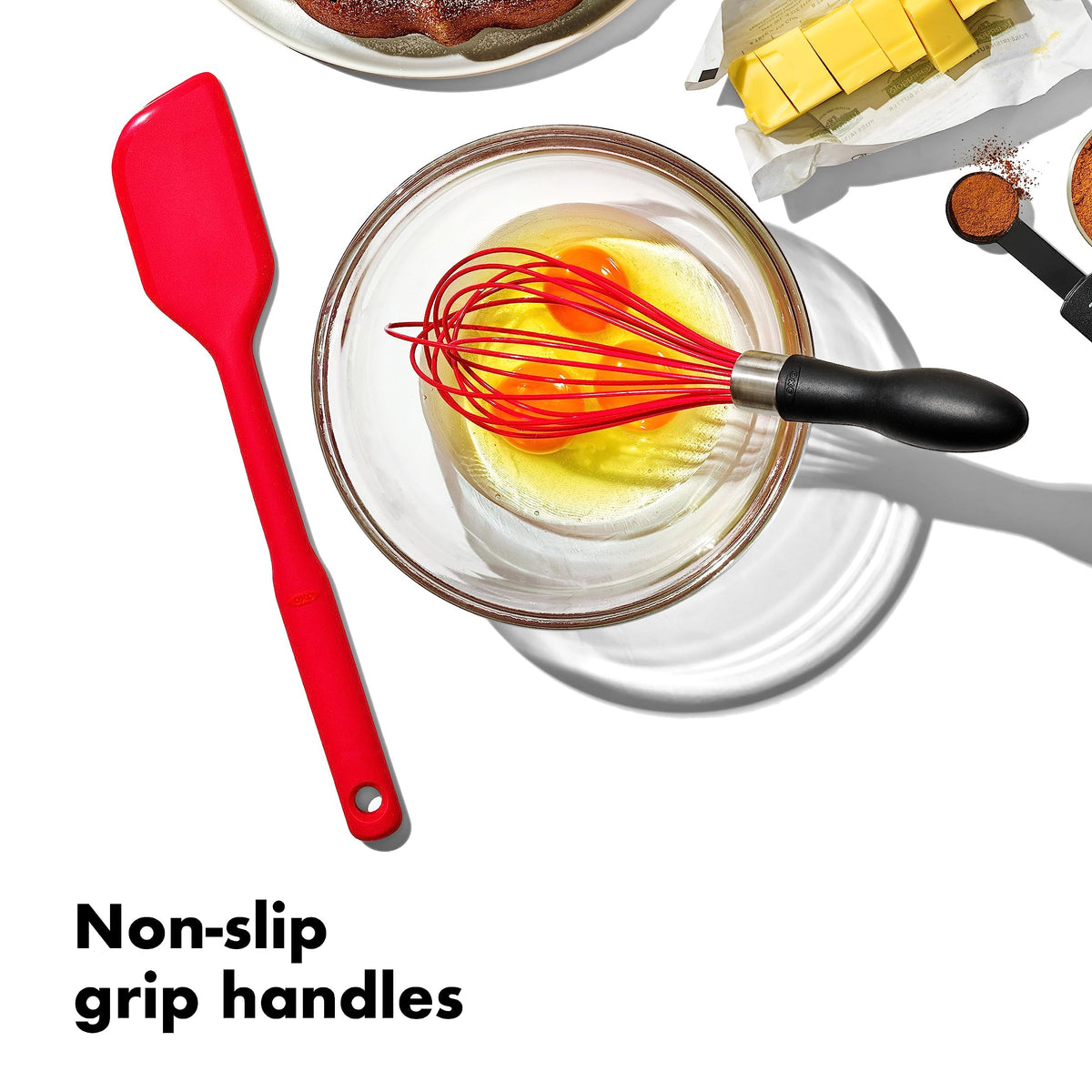 OXO silicone ladle offering heat-safe scooping for soups and stews