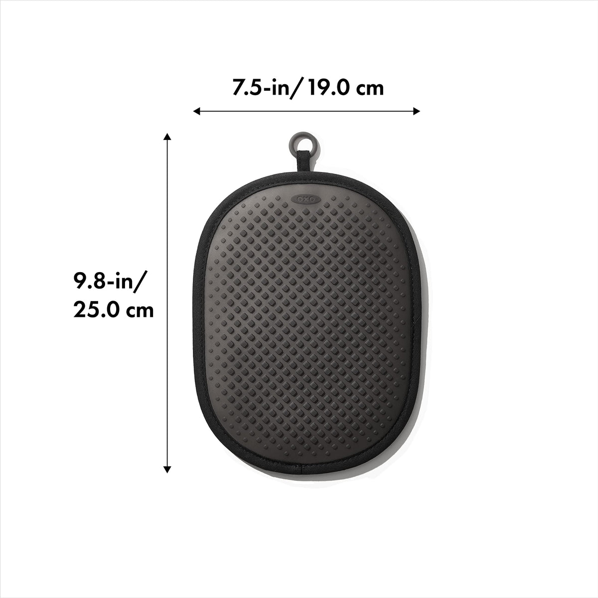 OXO Good Grips silicone pot holder with non-slip diamond pattern improves control when handling hot pans
