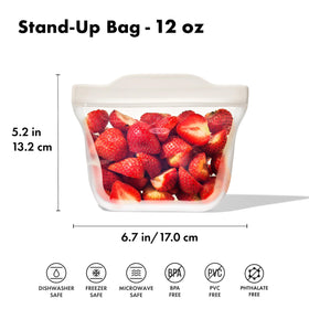 OXO Good Grips 12 oz snack bag in oat shade ready for lunch and travel.