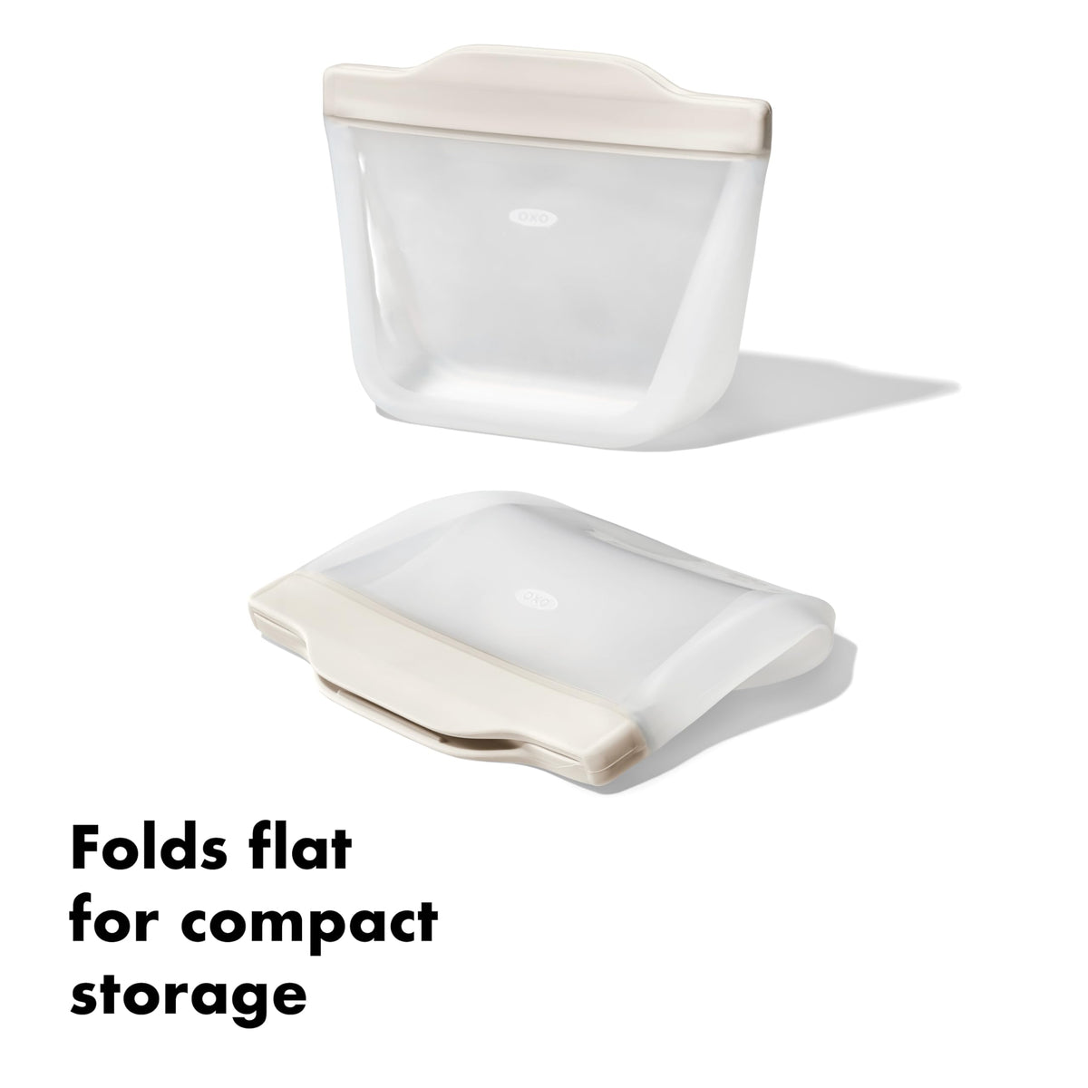 OXO Good Grips stand-up bag demonstrates upright design for measuring ingredients.
